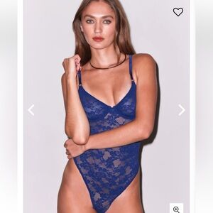 FLEUR DU MAL LACE BODYSUIT STARRY BLUE SIZE XS NWT